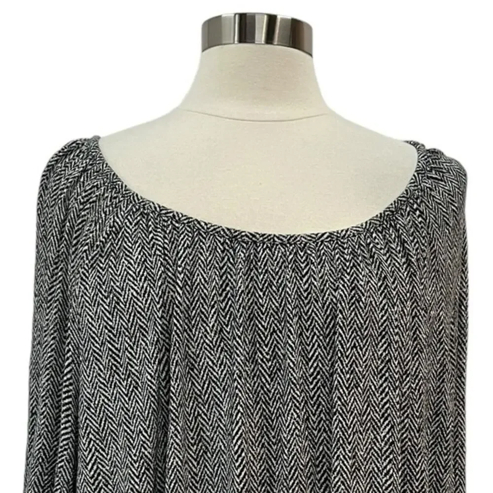 MICHAEL KORS Black & White 3/4 Sleeve Blouse SZ 3X
